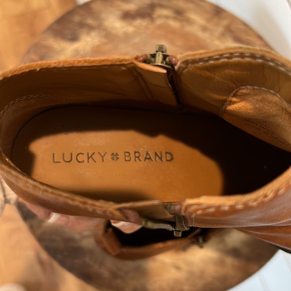 Lucky Brand Basel Booties - Sz: 7, Cognac, Leather - Picture 12 of 15